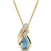 MIORE Collana Donna, Goccia di Topazio, Diamanti Naturali, Ciondolo Oro Giallo 9KT 375, Catenina Argento 925 Placcata Oro 18Kt, Collana anallergica in un Elegante Portagioie