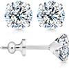 Limerencia Orecchini a lobo in moissanite, orecchini in titanio F136 con retro piatto, colore D, purezza VVS1, orecchini in moissanite creati in laboratorio, 6mm, Titanio, Moissanite