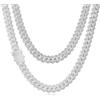 Esrael - Collana a Catena Cubana con Diamanti Iced Out, Argento/Oro, 14mm, per Uomo e Donna, Robusta, Anti-Sbiadimento, Gioielleria Hip Hop, Lunghezze 40/50/60/65/70 Centimetri, 28Inch(70cm), Acciaio