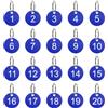 QUARKZMAN Portachiavi Numerati da 1 a 20, 20pz Targhette Numerate Rotondo da 35 Mm, Portachiavi Numerate in Plastica per Chiavi Dormitorio, per Armadietti Casa, Blu
