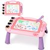 Sarsumir Lavagna Magnetica per Bambini, Lavagnetta Magica Portatile Tavola da Disegno Cancellabile Colori con 4 Francobolli e 1 Penna, Giocattoli Educativi per 3 4 5 Anni Bambini, Rosa