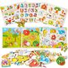 Siairo 6 Puzzle di legno incorporato puzzle educativo giocattolo montessori fattoria puzzle, trasporto, alfabeto, insetti, animali marini, dinosauro ragazzo e ragazza regalo 1 2 3 4 anni