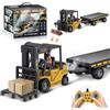 Cirmine Carrello Elevatore Telecomandato 1:24 con Rimorchio, Nebbia, Luci e Suoni, Modalità Gru, 2 Batterie - Muletto Giocattolo Radiocomandato RC per Bambini 3+, Regalo Divertente per Compleanno e Feste