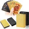 dabinzhijia Carte da Gioco in Plastica Impermeabili, 2 Mazzi di Carte Poker, 54 carte per set, Design Nero Argento, Ideali per Feste, giochi e intrattenimento (Oro e nero)