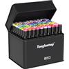 Tongfushop Marcatore 80 Colori, Pennarelli Professionali da Disegno, Alcool Marker, Pennarelli Doppia Punta con Base e Borsa per Adulti, Studenti, Schizzi, Colorare, Manga, Realizzazione di Carte