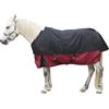 Gallopoff 1200D Coperta per cavalli resistente allo strappo senza imbottitura (0g), Coperta da esterno leggera, impermeabile e traspirante per cavalli, Nero-Rosso 145 cm