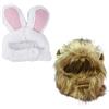 ASQzhuLIWing Set di 2 copricapi divertenti per animali domestici, copricapo per capelli di leone, copricapo per coniglio, adatto per cani e gatti di piccola taglia, parrucca da criniera di leone, costume per