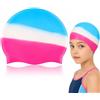 Huanmin Cuffia da nuoto per bambini, rosa, a forma di corno, in silicone, per 3-15 anni, impermeabile, adatta per nuoto e immersioni