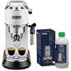 De'Longhi Dedica EC685.W Macchina da Caffè Espresso Manuale e Cappuccino, Caffè in Polvere o in Cialde E.S.E. & DLSC500 ECODECALK Decalcificante Macchine Caffè Ecologico, Materie Prime Naturali