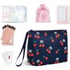 Playexen Porta Assorbenti da Borsa Set con Prodotti Mestruazioni Regalo Ragazza Adolescenti Sacchetti Bustina Portaassorbenti Igienici Pochette Grande Porta-assorbenti Esterni Donna Tampons(Ciliegie)
