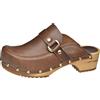 Sanita Lillen | Zoccoli Aperti da Donna | Zoccoli in Pelle con Suola in Legno | Prodotto Originale Fatto Mano | Suola sostenibile | Marrone | 38 EU