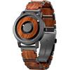 EUTOUR Orologio in Legno da Uomo Magnetico Moda Semplice Nessun Vetro Cuscinetto a Sfera 3ATM Quarzo Orologi da Polso da Uomo con Cinturino in Legno