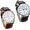 JewelryWe Orologio da polso uomo, numero e calendario,pelle,catena colore: nero display colore :bianco