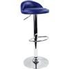 KKTONER Sgabello da bar rotondo in ecopelle con poggiapiedi regolabile in altezza girevole colore blu navy