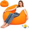 CEWROM Lazy No Bean Bag, pouf gonfiabile, lavabile, per soggiorno, camera da letto, super morbida, per bambini e adulti (arancione)