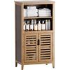 HITNET Mobiletto Bambu Bagno, Armadietto Bagno da Terra, Mobile Bagno Basso con Ripiani Rimovibili e Compartimento Aperto, adatto per Soggiorno, Cucina e Corridoio, Noce