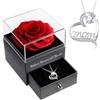 Sunia Festa della Mamma Idee Regalo, Vera Rosa Eterna con Collana Argento 925 Donna, Migliore Mamma del Mondo, Rosa Eterna Stabilizzata, Regalo Donna Compleanno