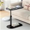 YUTVCZO Tavolino a forma di C, piccolo tavolino da caffè in legno, regolabile in altezza, a forma di C, per divano, moderno, portatile, per soggiorno e camera da letto, colore nero