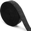 XRVRILE Elastico in silicone da 5 m, larghezza 2,5 cm, ampio elastico per cucire, fascia elastica antiscivolo con 3 strisce in silicone, elastico per abbigliamento, abbigliamento sportivo, colore nero