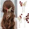 XFSRG Mollette Capelli Donna 3 Pezzi Fermagli Eleganti a Forma di Farfalla in Metallo con Rosé Perle e Nappa Accessori Capelli per Donne e Ragazze