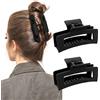 WLLHYF 2 clip quadrate per artigli da 8,5 cm fermagli capelli medi opachi antiscivolo e alla moda resistenti accessori lo styling dei donne ragazze spessi sottili (2 nero)