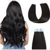 Sunya Extension Biadesive Capelli Veri Nero Naturale Extension Extension Capelli Biadesivo Invisible Capelli Umani Remy Tape in Extensions Capelli Umani Biadesivo 30cm 40g/20 Pezzi