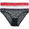 Tommy Hilfiger Slip Taglio Bikini Donna Confezione da 3 con Pizzo, Multicolore (Desert Sky/White/Primary Red), XS