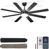 Ohniyou Ventilatore da Soffitto da 152 cm con Luce, Silenzioso, Ventilatori da Soffitto Moderni con Telecomando/app, Luce Regolabile, Motore DC Reversibile per Soggiorno Terrazza Interni Esterni, Nero