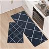 LY4U Set di 2 Tappeti da Cucina, Tappetini da Cucina Lavabili, Runner Antiscivolo, Tappetino Assorbente per Ingresso e Decorazione Domestica Ufficio, 43x75+43x120cm, Nero