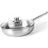 HOMICHEF Padella in acciaio inox senza nichel da 2,5 cm, adatta al forno a induzione, in acciaio inox lucidato a specchio, piccole padelle da 2,5 litri, atossiche