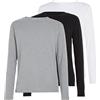 Tommy Hilfiger 3Pack T-Shirt Manica Lunga, BIANCO/NERO/GRIGIO