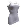 Basic Cotton Canotta Cotone Costine Spallina Pizzo, BIANCO