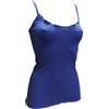 Basic Cotton Top Plissè Cotone Costine Spalla Stretta, BLU