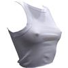 Basic Cotton Top Plissè Taglio Corto, BIANCO