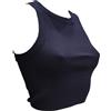 Basic Cotton Top Plissè Taglio Corto, NERO