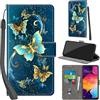 PHINIENLAND Cover per Samsung Galaxy A50 / A50s / A30s Case PU Pelle Custodia [Kickstand] [Chiusura magnetica] [Slot per Schede], Portafoglio Flip Custodia per Samsung A50,Farfalla verde