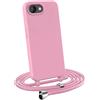 MyGadget Cover con Cordino per iPhone 16E - Custodia con Corda - Case Opaca Antiurto | Bumper con Laccio | Tracolla - Practical Stylish - Rosa