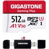Gigastone 【Solo per Switch 1】GIGASTONE MicroSDXC 512 GB A2 V30 con lettore USB 3.2-C, fino a 100/80 MB/s, per Camera Pro MAX e registrazioni 4K UHD, con adattatore.