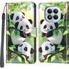 PHINIENLAND Cover per Xiaomi Redmi Note 15 Pro 5G custodia portafoglio Pandas | 3 scomparti carte, 1 tasca banconote, Chiusura magnetica, Supporto, Pelle PU flip cover per Redmi Note 15 Pro 5G