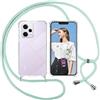 ISOI Cover con Cordino per Xiaomi Redmi Note 12 Pro 5G, Custodia Trasparente con Collana Tracolla Laccio Collo Ultra Sottile Morbido TPU Silicone Antiurto AntiGraffio Antiscivolo Case, Verde