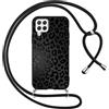Foonary Cover con Cordino per Samsung Galaxy A22 4G / M32 / M22 6,4, Custodia con Laccio Collana Tracolla Aesthetic Disegni Silicone Necklace Regolabile Protettiva Corda Case, Leopardata