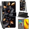 PHINIENLAND Cover per Xiaomi Poco X3 NFC/Poco X3 / Poco X3 Pro Case PU Pelle Custodia [Kickstand] [Chiusura magnetica] [Slot per Schede], Portafoglio Flip Custodia per Xiaomi Poco X3,Fiori