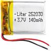 Liter energy battery Batteria 252030 LiPo 3.7V 140mAh 0.518Wh 1S 5C Liter Energy Battery per l'elettronica Ricaricabile Telefono Portatile Smartwatch Orologio GPS - Non adatto per Radiocomando 32x20x3mm (140mAh|252030)