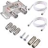 RUNCCI-YUN Splitter Satellitare a 2 Vie 5-2500 MHz per TV CATV a Banda Larga con 2 * 1,5m di Cavo Coassiale con Connettore F per Sky Box Telewest Eurovox Starview Dreambox