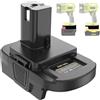 awokee DM18RL Adattatore per batteria Dewalt per Milwaukee 20 V/18 V agli ioni di litio convertire in batteria Ryobi 18 V P108 ABP1801 con porta USB (nero)