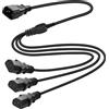 Behogan C14 fino a 3 cavi C13 Y tipo split, cavo di alimentazione UPS PDU, cavo di alimentazione splitter Y, cavo di prolunga IEC C14, cavo di prolunga per elettrodomestici, PC, computer, monitor, luci