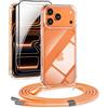DiDaDi Set di 5 in 1 per cellulare per iPhone 17 Pro, con cinturino trasparente, custodia protettiva rimovibile con cordino, 2 pellicole protettive in vetro temperato e lente della fotocamera