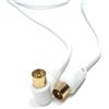 Drut Cavo coassiale TV Maschio-Maschio da 1,5 m Antenna Digitale RG6 Antenna RF Cavo Volante ad Angolo retto, Oro Bianco 5 Piedi
