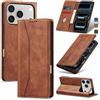 Jasonyu Cover per iPhone 17 Pro Flip Custodia in Pelle PU, Cover a Libro Portafoglio, Funzione Supporto, Magnetica, Slot Schede, TPU Bumper Caso Custodia (Marrone)