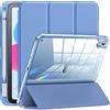 INFILAND Compatibile con Custodia per iPad di 10a generazione 2022, Custodia per ipad 10.9 con Retro e cornice Cristallina [ Anti-Ingiallimento ] con Supporto per Matita, Blu